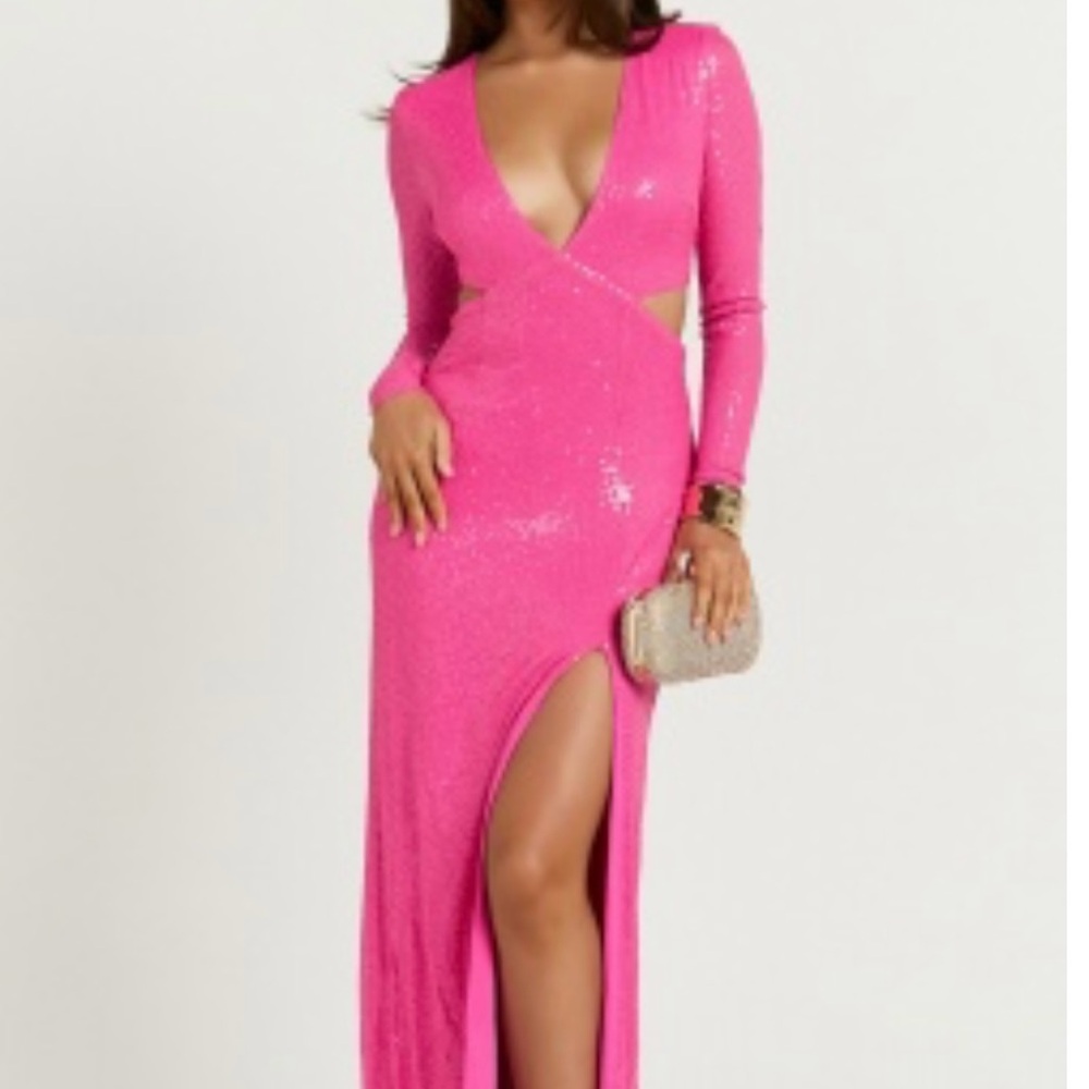 Showpo Maxi sequin dress with cutouts and slit